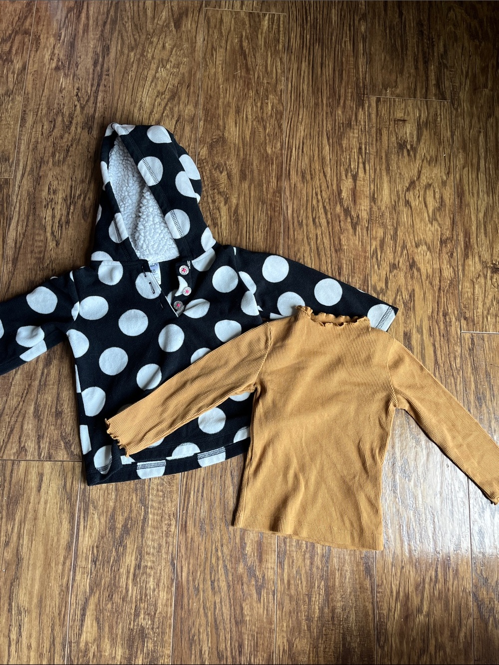 Carters Polka Dot Hooded Pullover & Mustard Long-Sleeve Top bundle